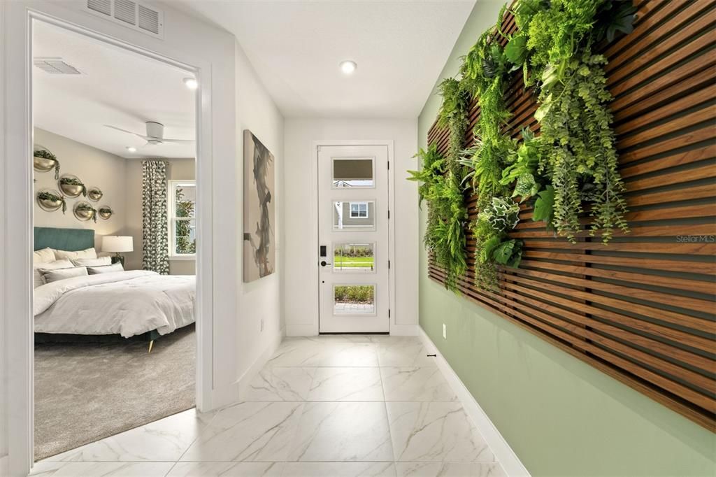 Bedroom, Interior, Marble, Recessed Lighting