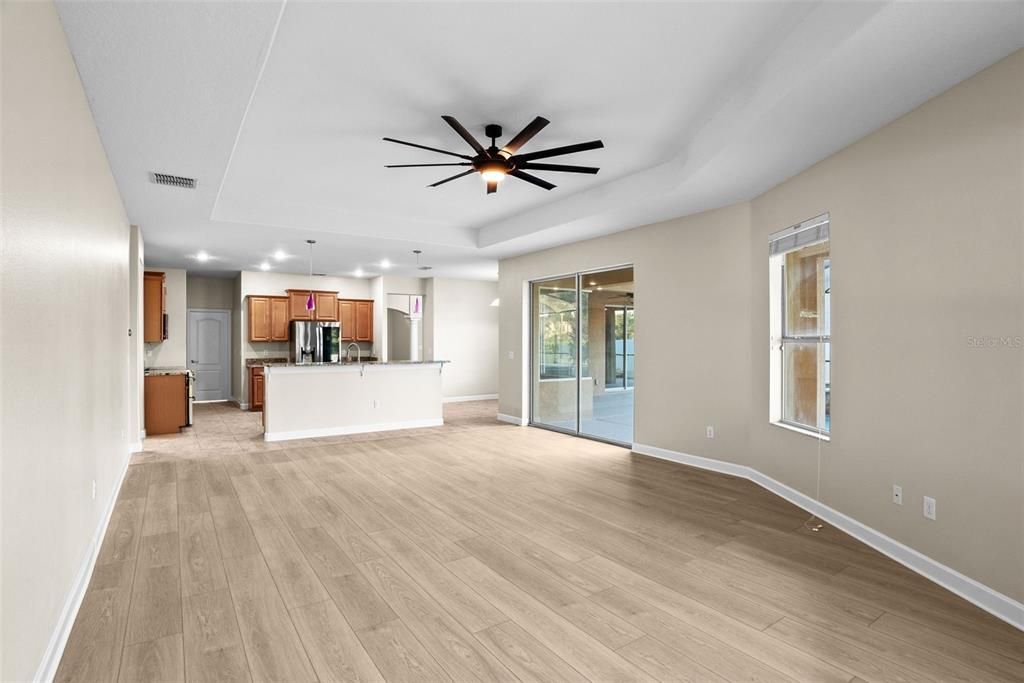Interior, Kitchen, Recessed Lighting, Wood Texture Flooring