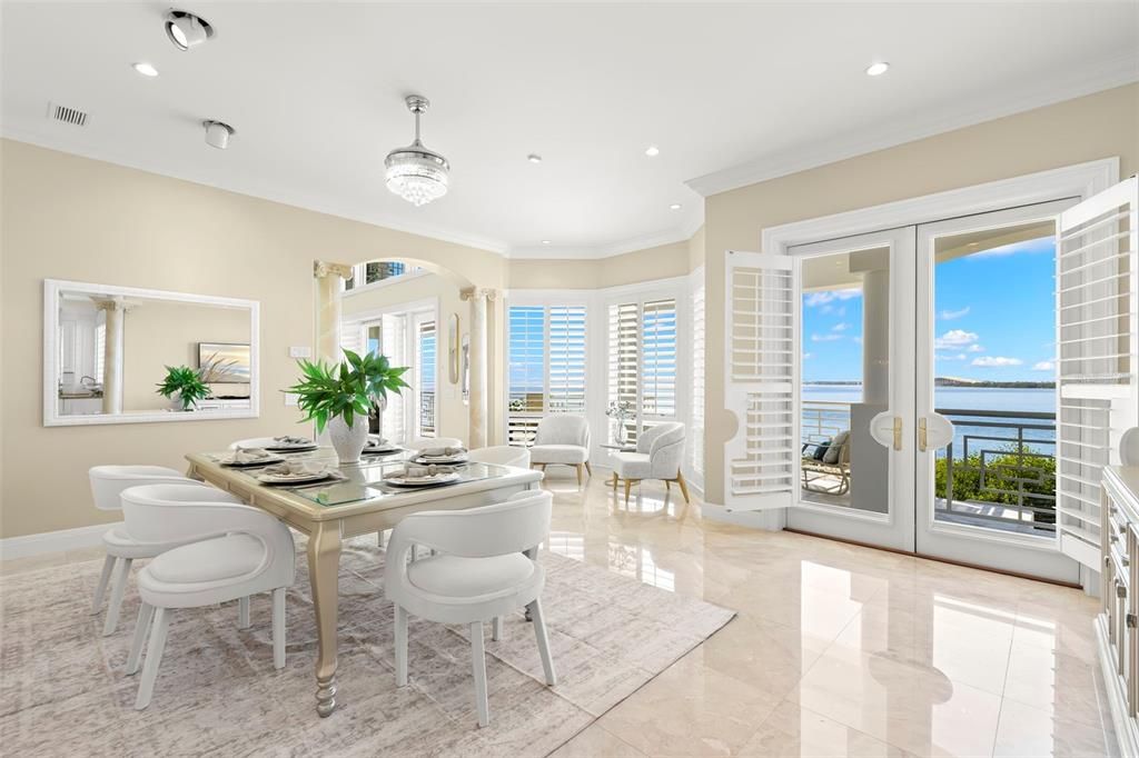 Chandelier, Dining room, Interior, Recessed Lighting, Water