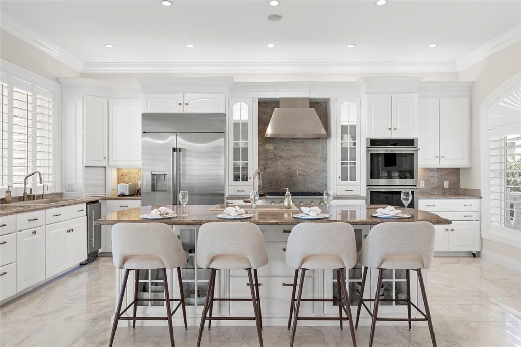 Interior, Kitchen, Marble, Recessed Lighting, Stainless Steel Appliances