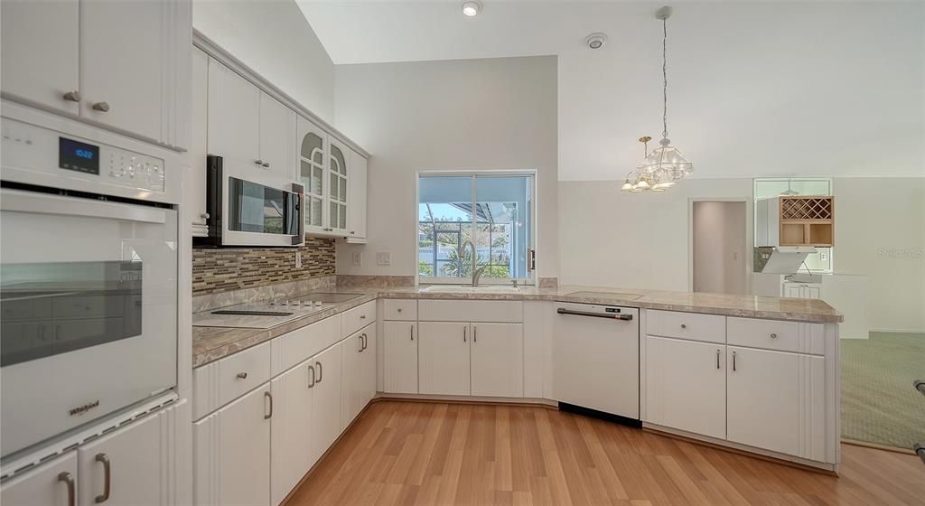 Interior, Kitchen, Pendant Lights, Wood Texture Flooring