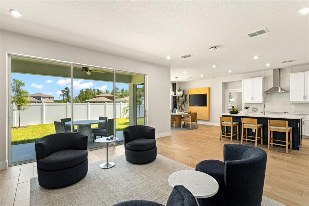 Interior, Kitchen, Living room, Pendant Lights, Recessed Lighting, Stainless Steel Appliances, Wood Texture Flooring