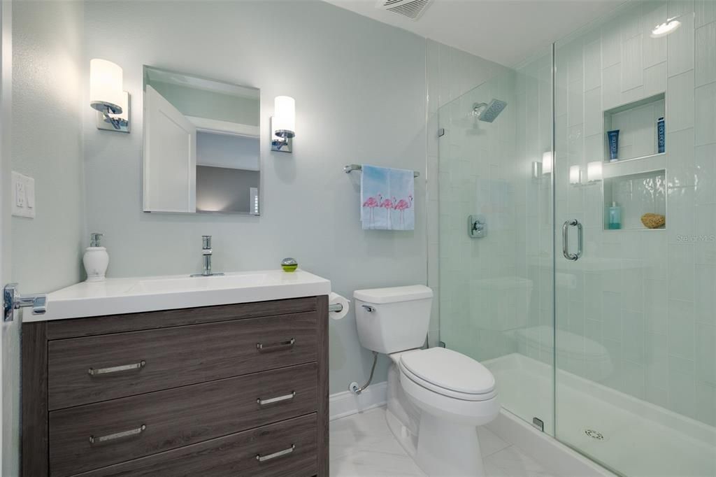Bathroom, Glass Shower, Interior, Marble
