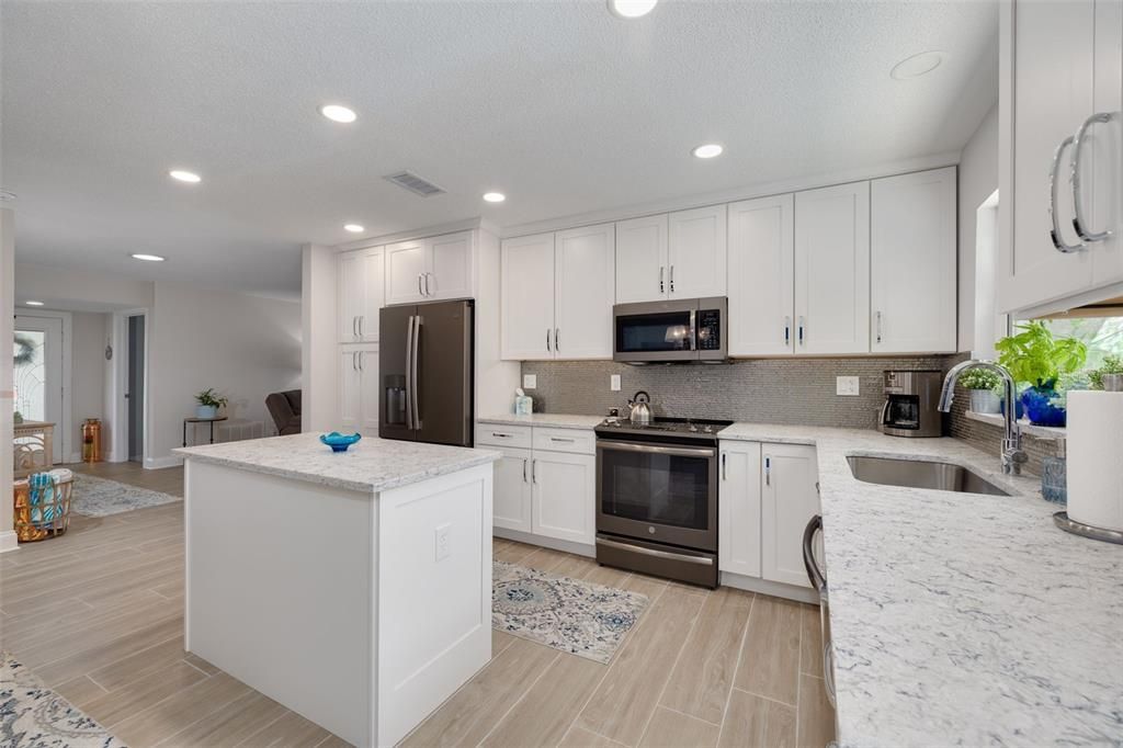 Interior, Kitchen, Recessed Lighting, Wood Texture Flooring