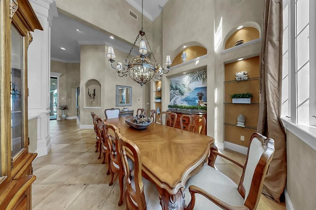 Chandelier, Dining room, Interior, Recessed Lighting