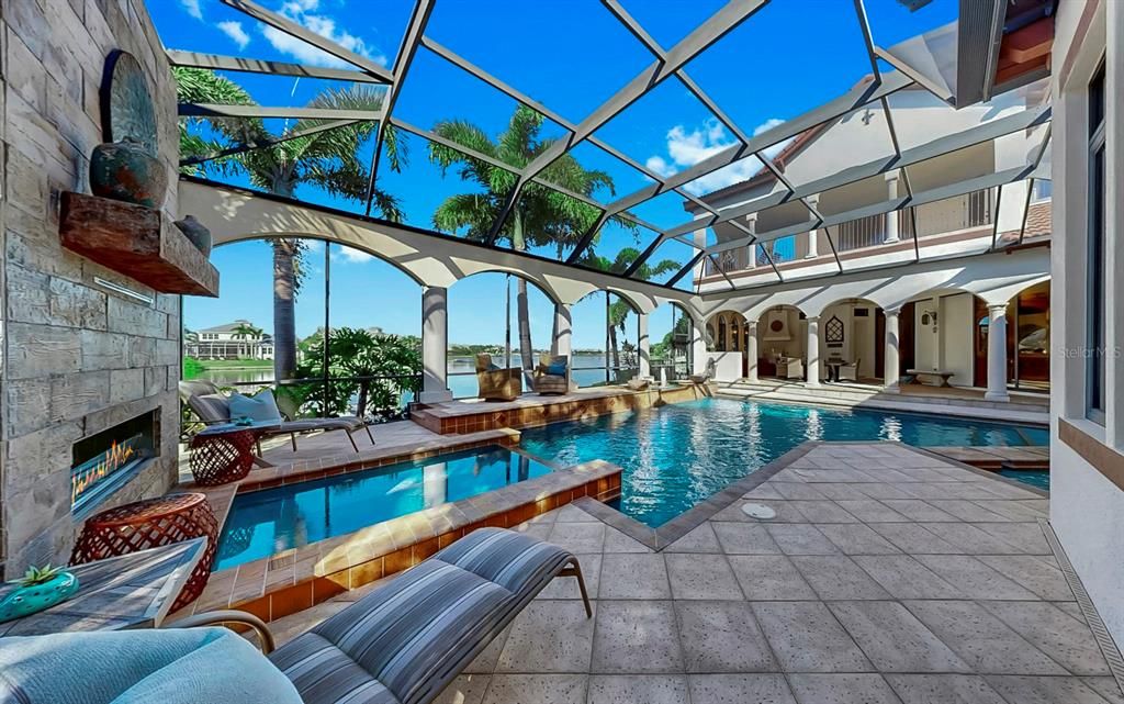 Fireplace, Glass Ceilings, Interior, Pool, Sun Room, Water