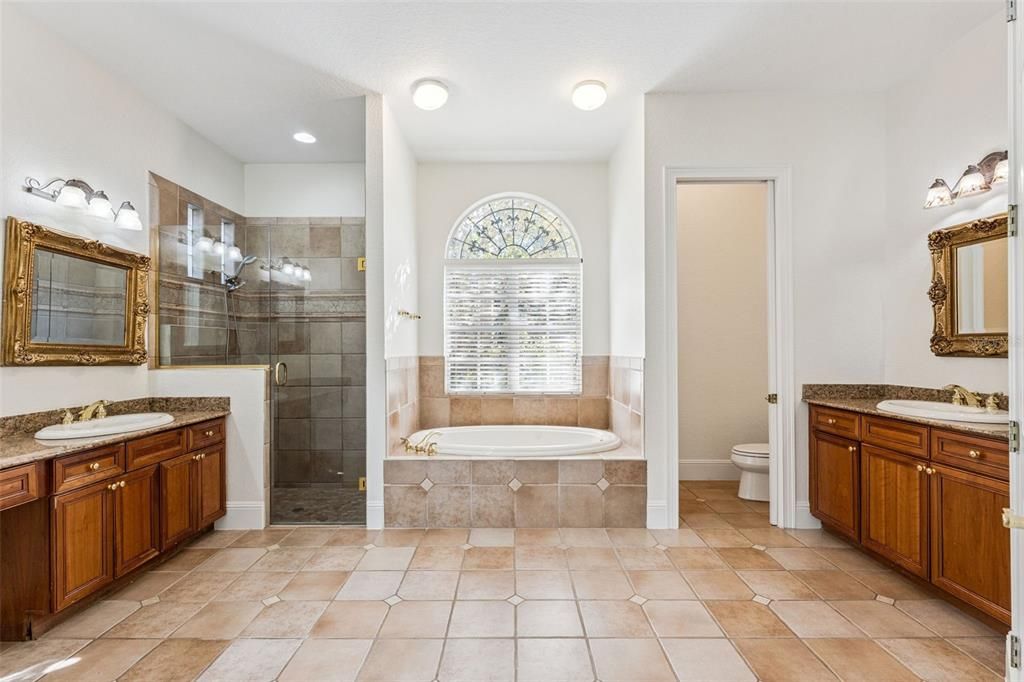 Bathroom, Dual Sink Vanities, Glass Shower, Interior, Recessed Lighting