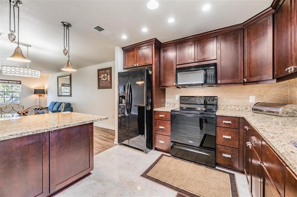 Interior, Kitchen, Pendant Lights, Recessed Lighting, Wood Texture Flooring
