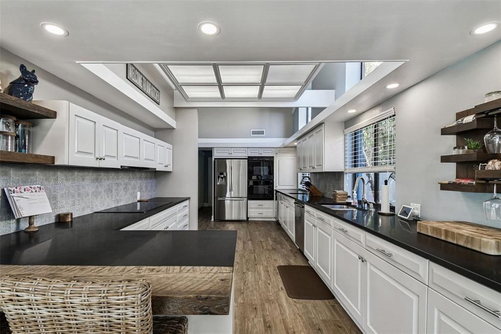 Interior, Kitchen, Recessed Lighting, Wood Texture Flooring