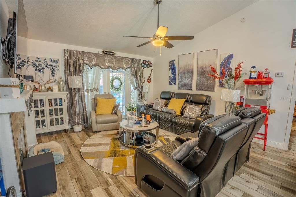 Home Theatre Room, Interior, Living room, Wood Texture Flooring