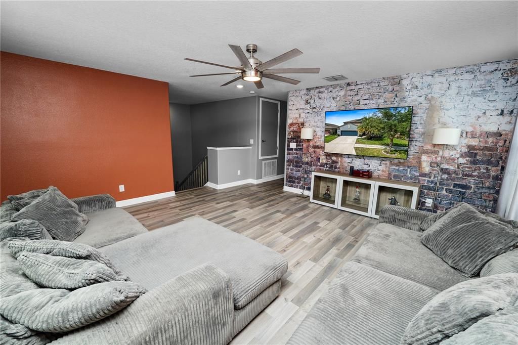 Interior, Living room, Stone Walls, Wood Texture Flooring