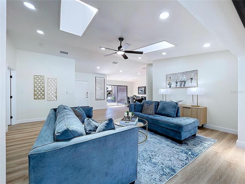 Interior, Living room, Recessed Lighting, Wood Texture Flooring