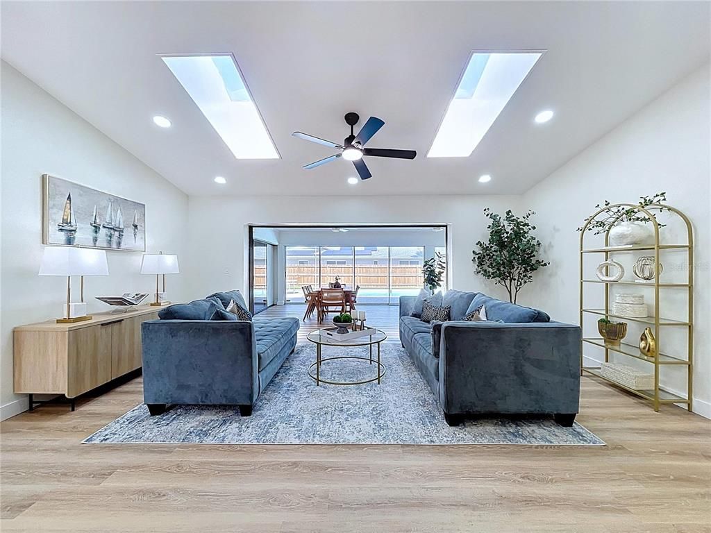 Interior, Living room, Recessed Lighting, Wood Texture Flooring