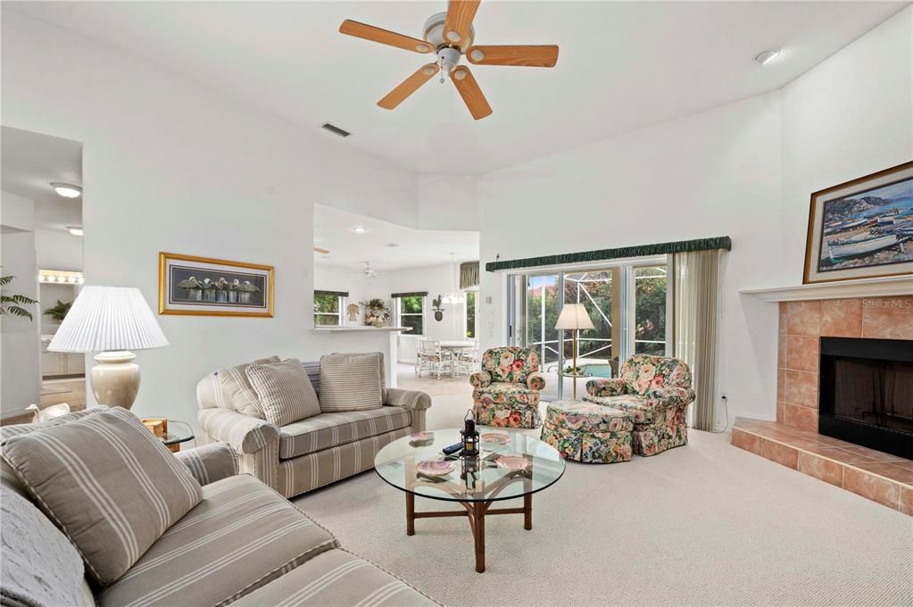 Dining room, Fireplace, Interior, Living room, Pendant Lights, Recessed Lighting