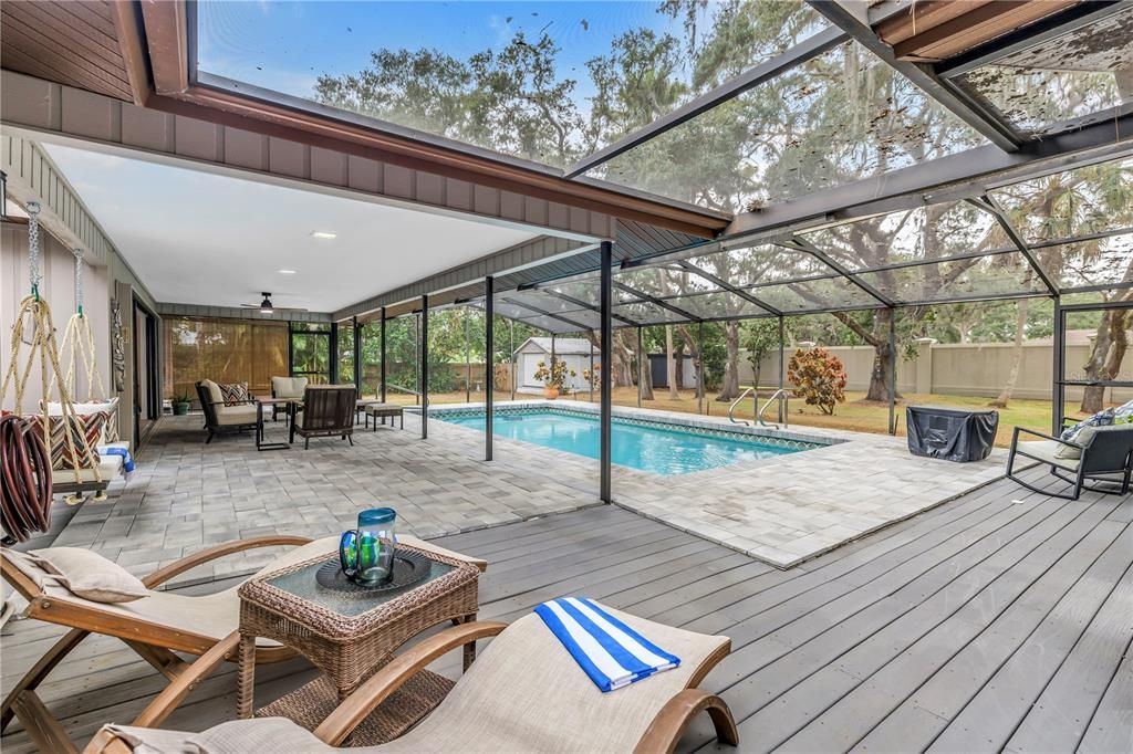 Glass Ceilings, Interior, Pool, Sun Room, Wood Texture Flooring
