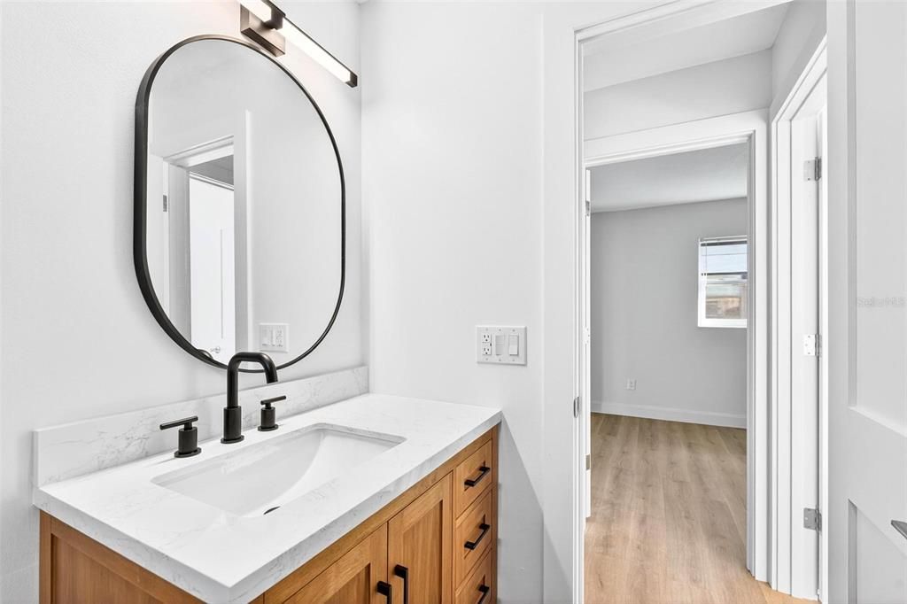 Bathroom, Dual Sink Vanities, Interior, Wood Texture Flooring