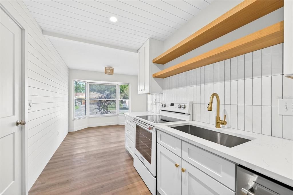 Interior, Kitchen, Recessed Lighting, Wood Texture Flooring