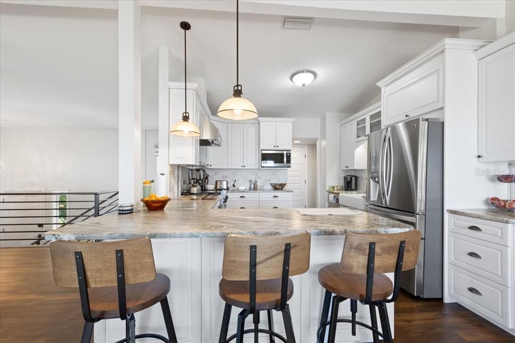 Interior, Kitchen, Pendant Lights, Stainless Steel Appliances, Wood Texture Flooring