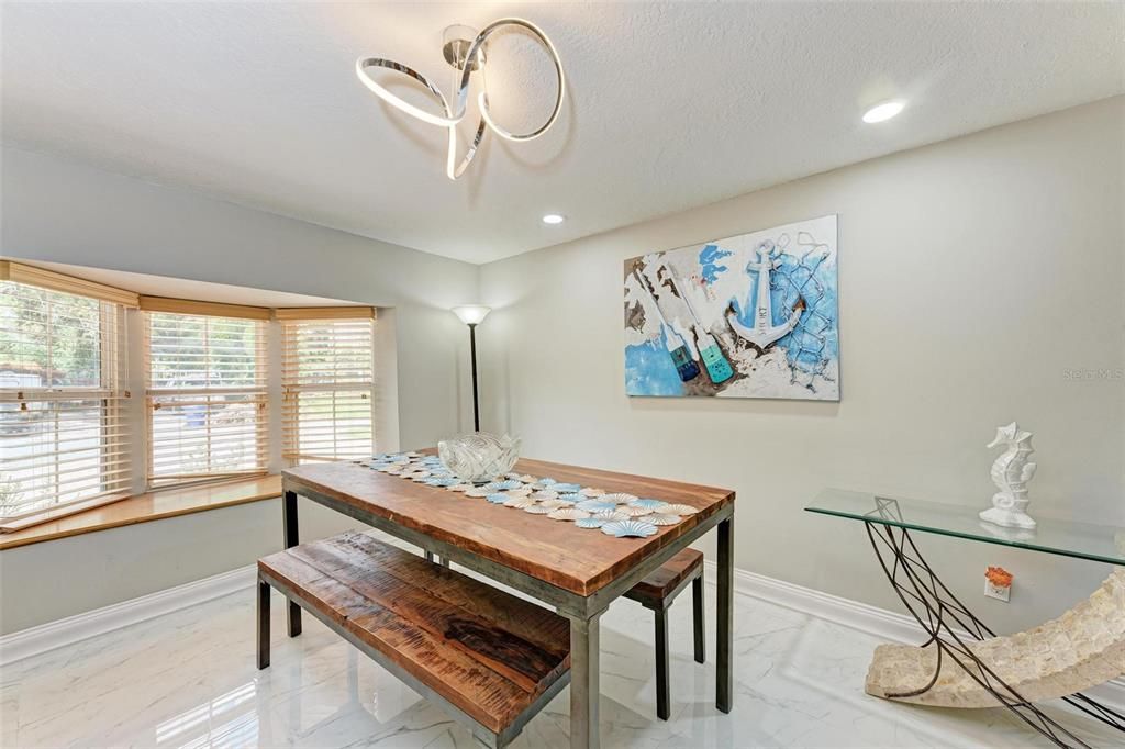 Dining room, Interior, Marble, Recessed Lighting