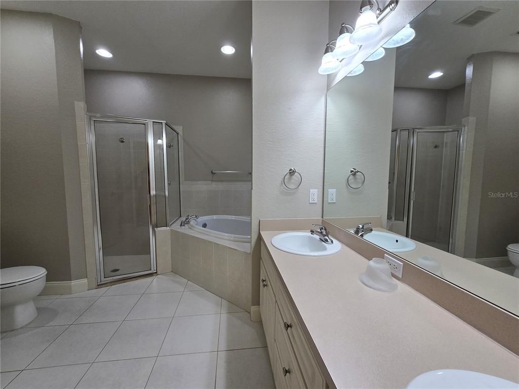 Bathroom, Dual Sink Vanities, Glass Shower, Interior, Recessed Lighting
