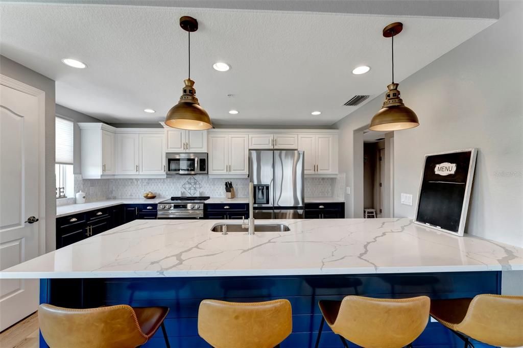 Interior, Kitchen, Pendant Lights, Recessed Lighting, Stainless Steel Appliances