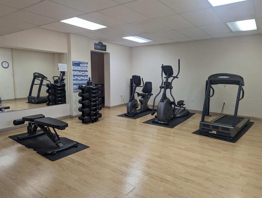 Fitness Equipment, Interior, Recessed Lighting, Wood Texture Flooring