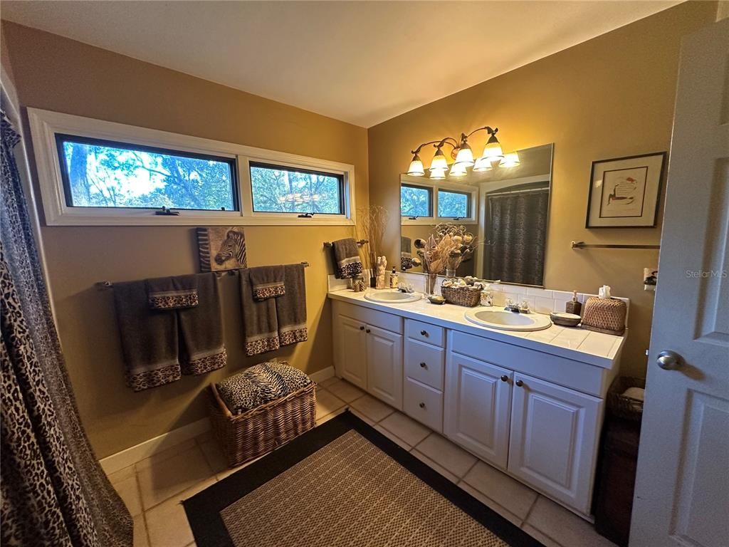 Bathroom, Dual Sink Vanities, Interior, Tile Countertops