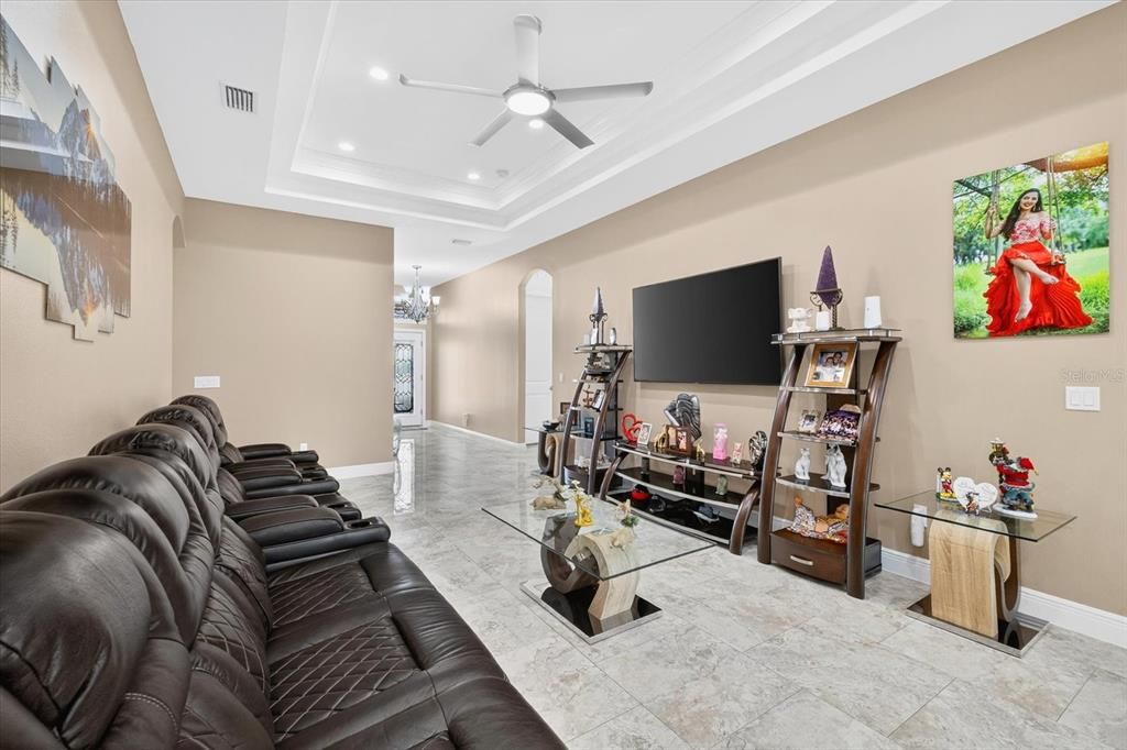 Chandelier, Home Theatre Room, Interior, Living room, Recessed Lighting