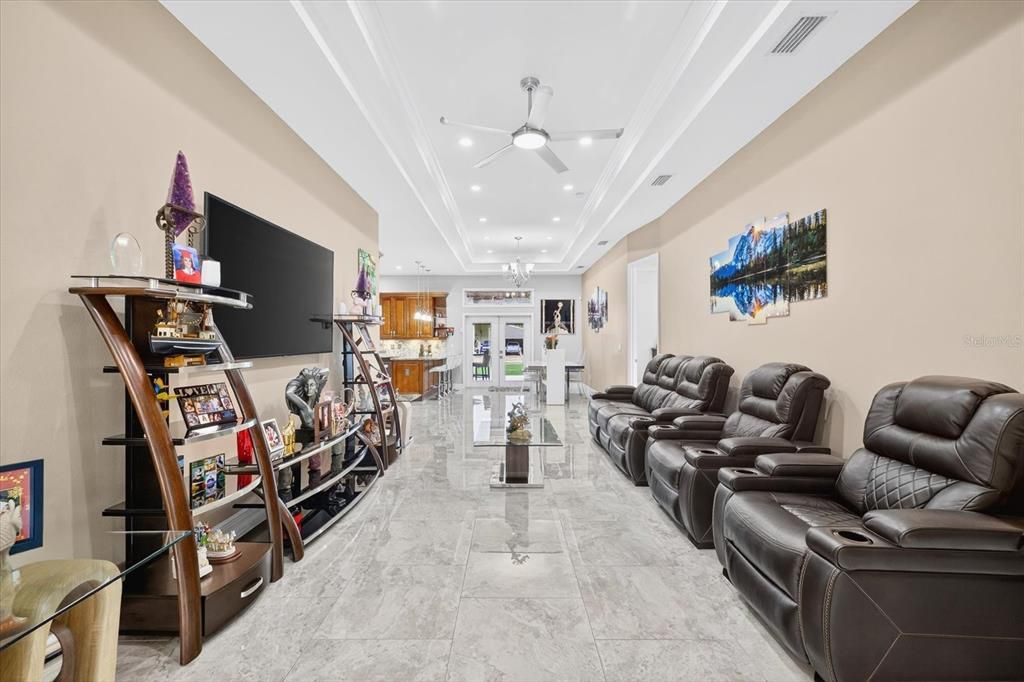 Chandelier, Home Theatre Room, Interior, Recessed Lighting, Theatre Room