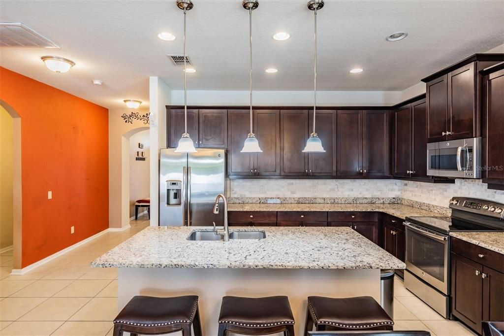 Interior, Kitchen, Pendant Lights, Recessed Lighting, Stainless Steel Appliances