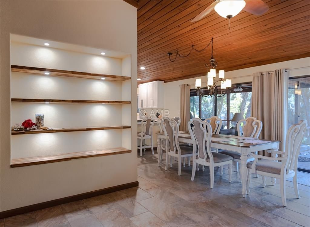 Chandelier, Dining room, Interior, Recessed Lighting, Wooden Ceilings