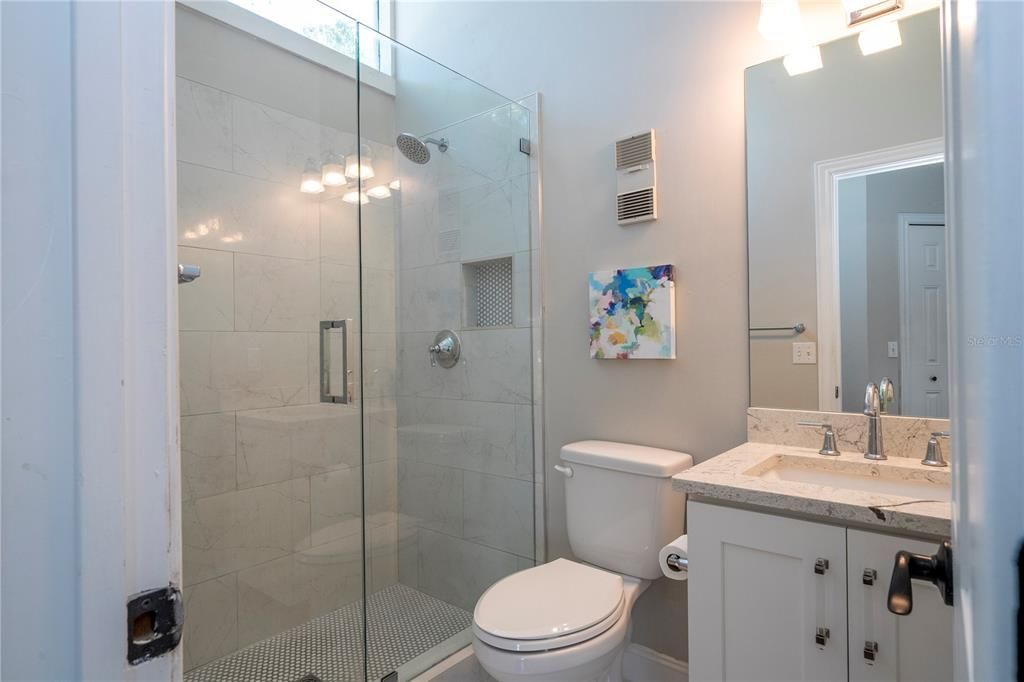 Bathroom, Glass Shower, Interior, Marble Walls