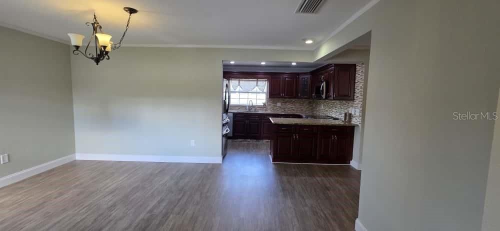 Interior, Kitchen, Pendant Lights, Recessed Lighting, Wood Texture Flooring