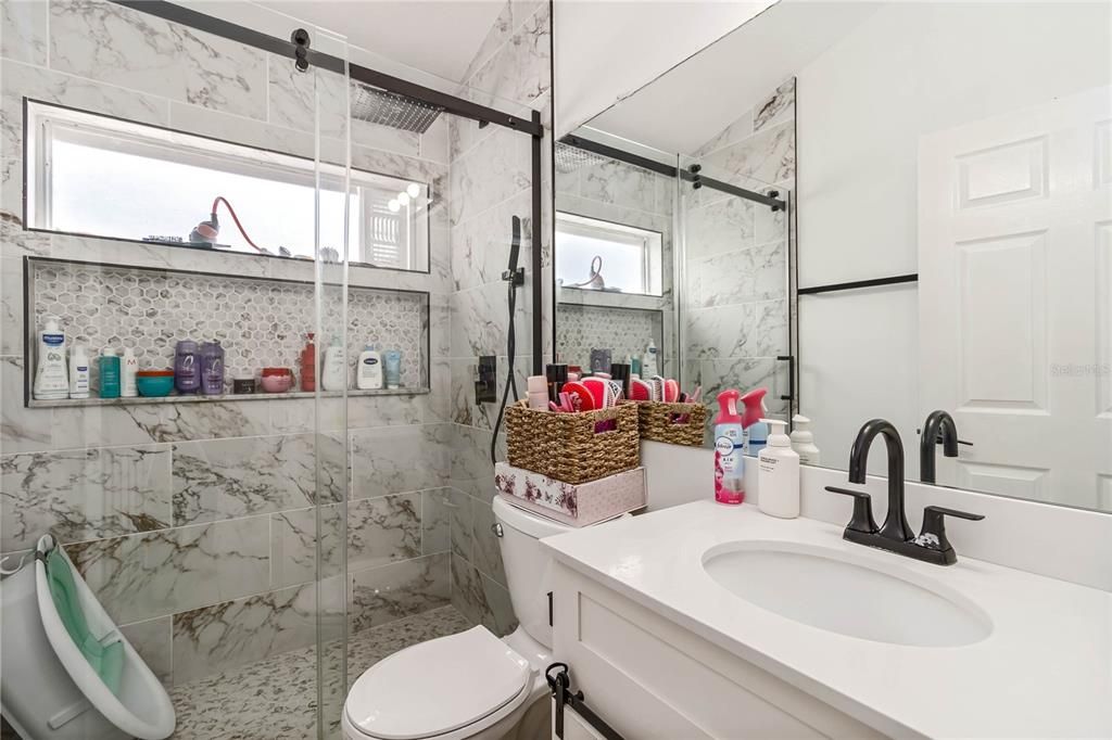 Bathroom, Glass Shower, Interior, Marble Walls