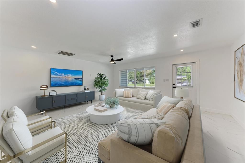 Interior, Living room, Marble, Recessed Lighting