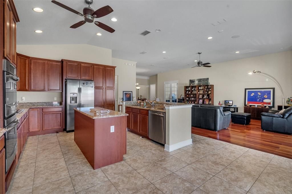 Interior, Kitchen, Living room, Recessed Lighting, Stainless Steel Appliances, Wood Texture Flooring