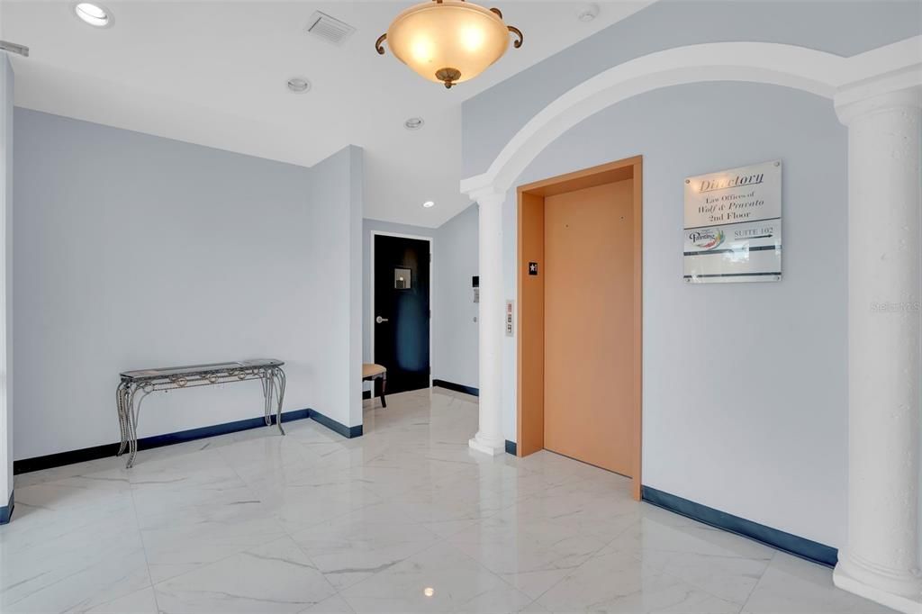 Elevator, Interior, Marble, Recessed Lighting