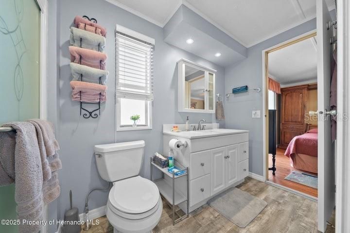 Bathroom, Bedroom, Interior, Recessed Lighting, Wood Texture Flooring