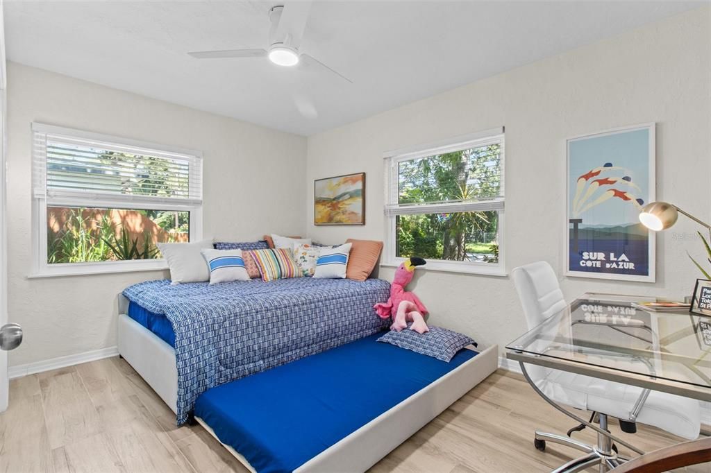 Bedroom, Home Office, Interior, Recessed Lighting, Wood Texture Flooring