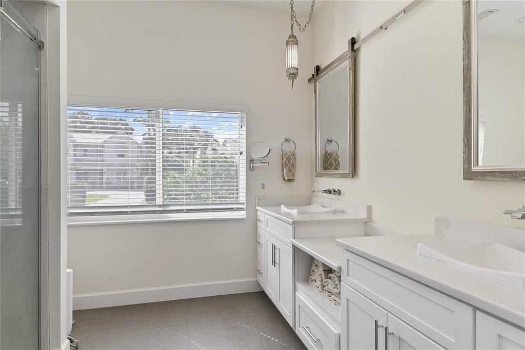 Bathroom, Dual Sink Vanities, Interior, Pendant Lights