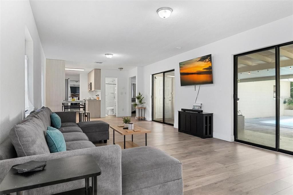 Interior, Kitchen, Living room, Wood Texture Flooring