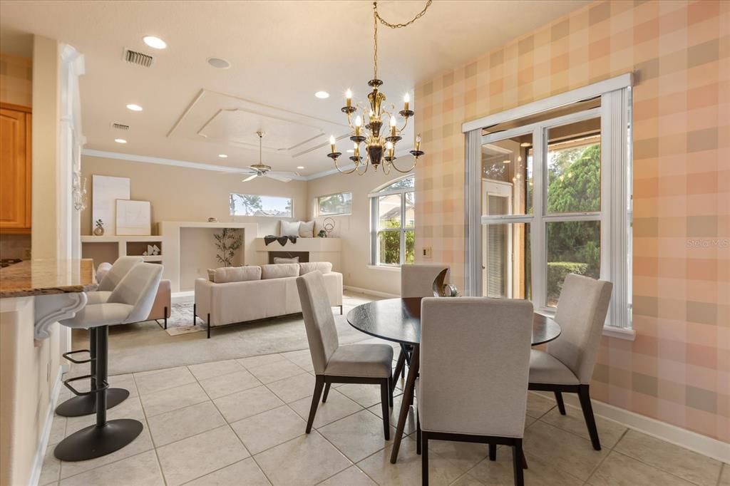 Chandelier, Dining room, Interior, Living room, Recessed Lighting
