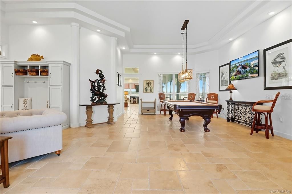 Billiard Table, Game Room, Interior, Pendant Lights, Recessed Lighting