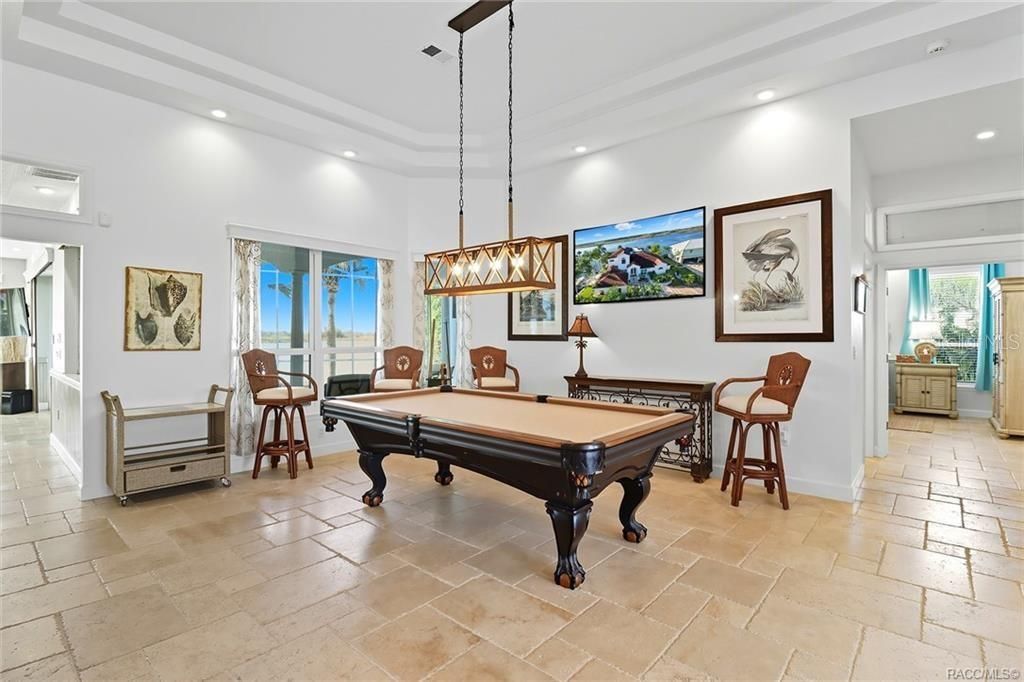 Billiard Table, Game Room, Interior, Pendant Lights, Recessed Lighting