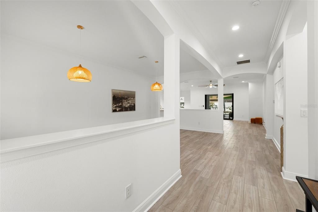 Interior, Pendant Lights, Recessed Lighting, Wood Texture Flooring