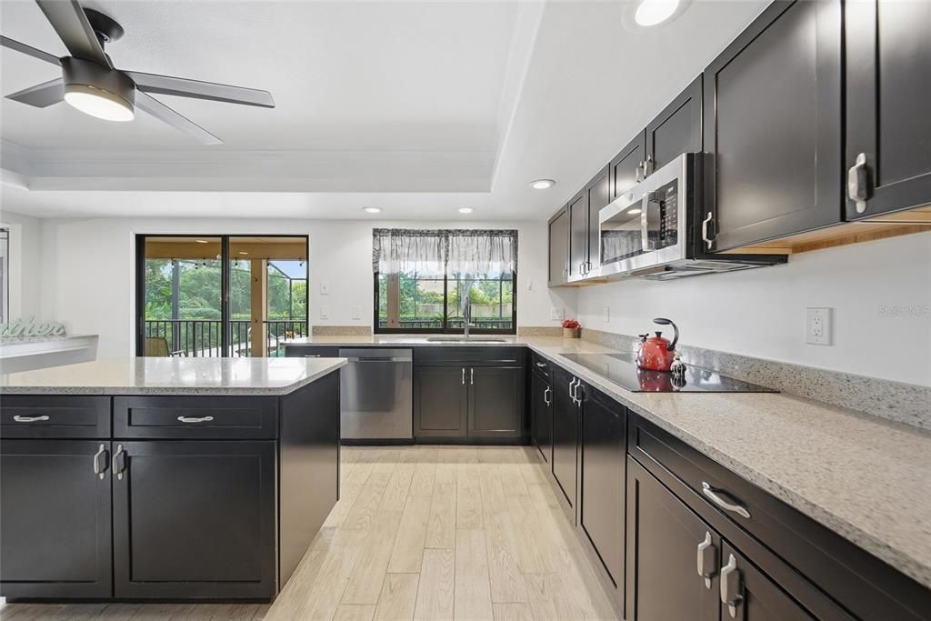 Interior, Kitchen, Recessed Lighting, Wood Texture Flooring
