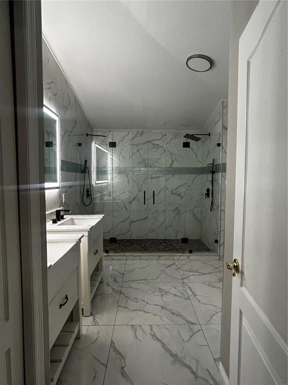 Bathroom, Glass Shower, Interior, Marble, Marble Walls