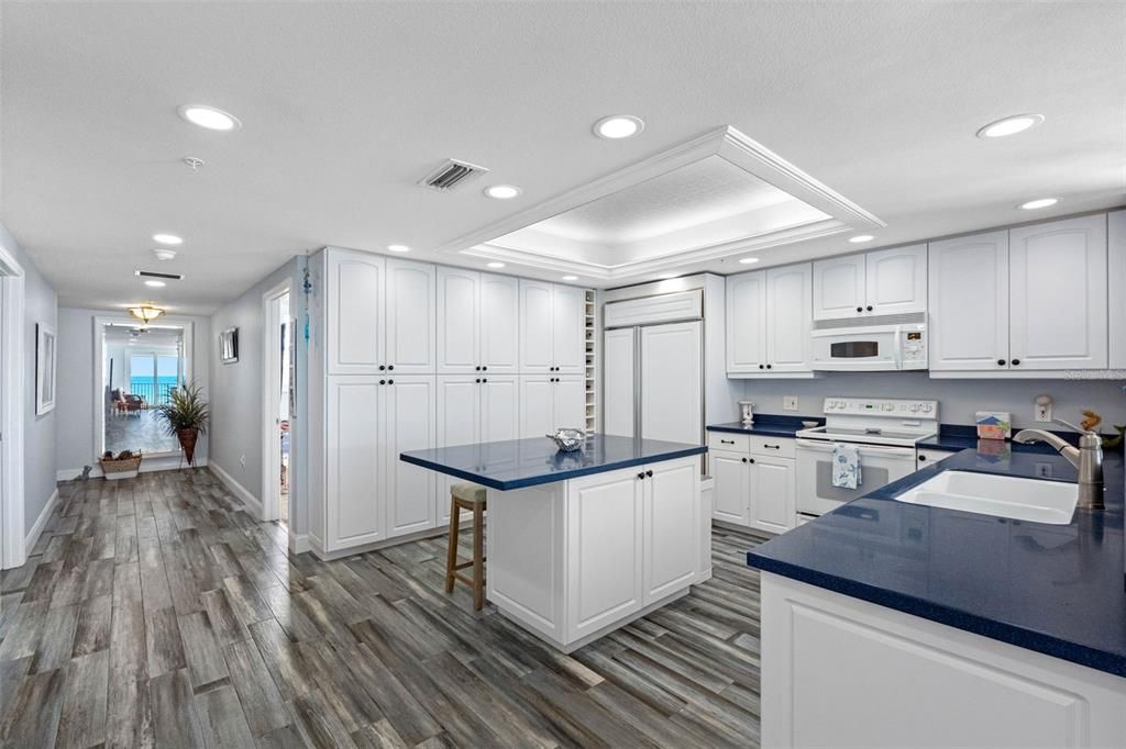 Interior, Kitchen, Recessed Lighting, Wood Texture Flooring