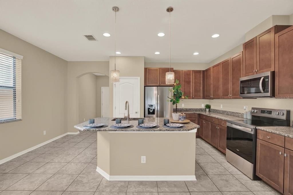 Interior, Kitchen, Pendant Lights, Recessed Lighting, Stainless Steel Appliances