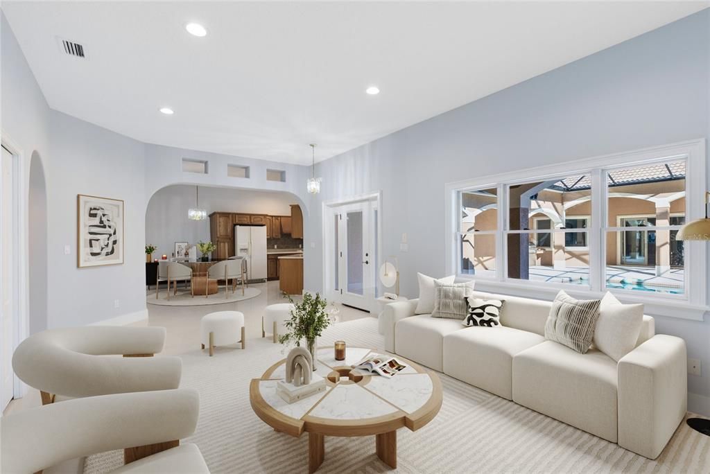 Dining room, Interior, Kitchen, Living room, Pendant Lights, Recessed Lighting